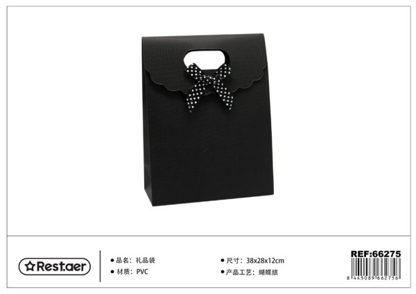 Bolsa de regalo PVC 38*28*12 cm con lazo negro - Artículos de regalo
