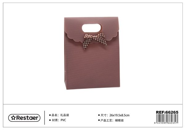 Bolsa de regalo PVC con lazo café 26*19.5*8.5 cm - Artículos de regalo