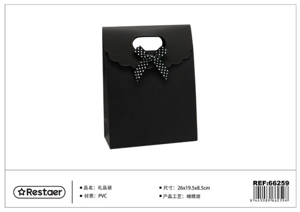 Bolsa de regalo PVC con lazo negro 26*19.5*8.5 cm - Artículos de regalo