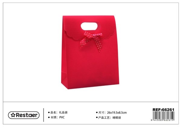 Bolsa de regalo PVC con lazo rojo 26*19.5*8.5 cm - Artículos de regalo