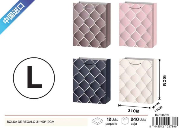 Bolsa de regalo con impresión en oro relieve grande 31*40*12cm - Nuevos productos y bolsas