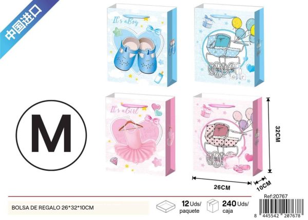 Bolsa de regalo con impresión en plata mediana 26*32*10cm - Nuevos productos y bolsas