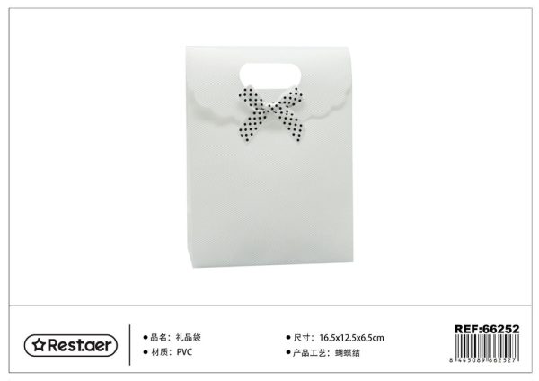 Bolsa de regalo de PVC 16.5*12.5*6.5 cm con lazo blanco - Artículos de regalo