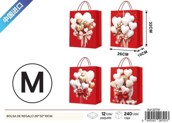 Bolsa de regalo mediana con arte dorado 26*32*10cm - Artículos para envolver