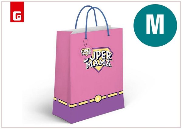 Bolsa papel M Super Mama - Bolsa decorativa para regalos especiales