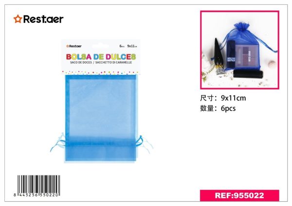 Bolsita multiusos 9x11 cm azul - Bolsas para chuches 6 pcs