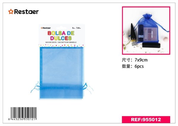 Bolsita multiusos de malla azul 7*9cm 6PCS - Artículos de regalo