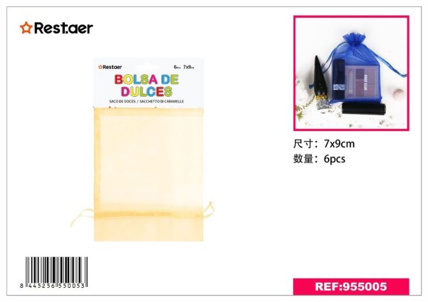 Bolsita multiusos de malla beige 7*9cm 6PCS - Artículos de regalo
