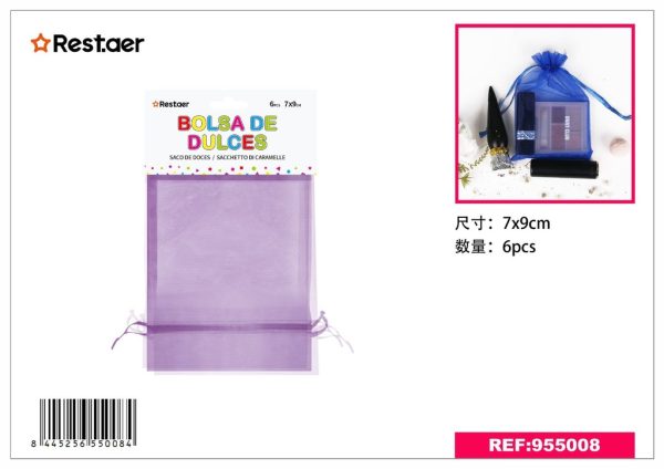 Bolsita multiusos de malla morada 7*9cm 6PCS - Artículos de regalo