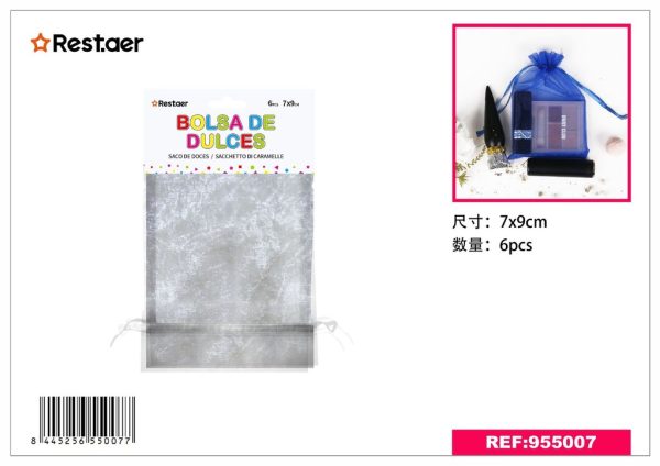 Bolsita multiusos de malla plateada 7*9cm 6PCS - Artículos de regalo