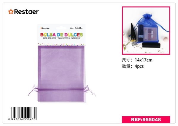 Bolsitas para caramelos - 14 x 17 cm - Color morado