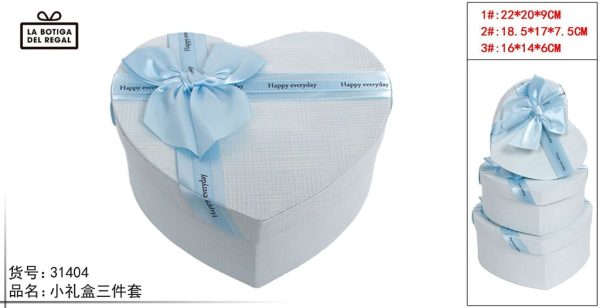 Caja con lazo - Corazón 3 piezas - Set de regalo