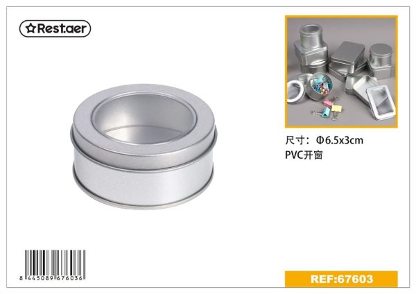 Caja de metal redonda con ventana φ6.5*3 cm - Artículos de regalo