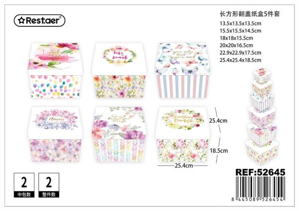 Caja de papel cuadrada 6 piezas mezcla de colores 25,4x25,4x18,5 cm - Artículos de regalo y cajas decorativas - Imagen 2