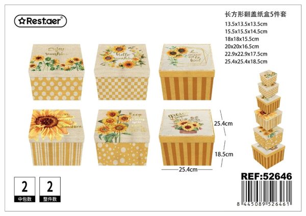 Caja de papel cuadrada 6 piezas mezcla de colores 25,4x25,4x18,5 cm - Artículos de regalo y cajas decorativas - Imagen 3