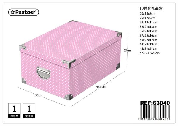 Caja de regalo 10 piezas con cierre de hierro 47.5x33x23 cm - Artículos para regalo y almacenamiento