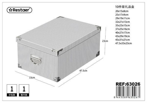 Caja de regalo 10 piezas con cierre de hierro 47.5x33x23 cm - Artículos para regalo y almacenamiento (réplica)