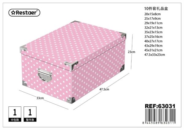 Caja de regalo 10 piezas con cierre de hierro 47.5x33x23 cm - Artículos para regalo y almacenamiento (réplica) - Imagen 5