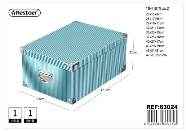 Caja de regalo 10 piezas con cierre de hierro 47.5x33x23 cm - Artículos para regalo y almacenamiento (réplica) - Imagen 6