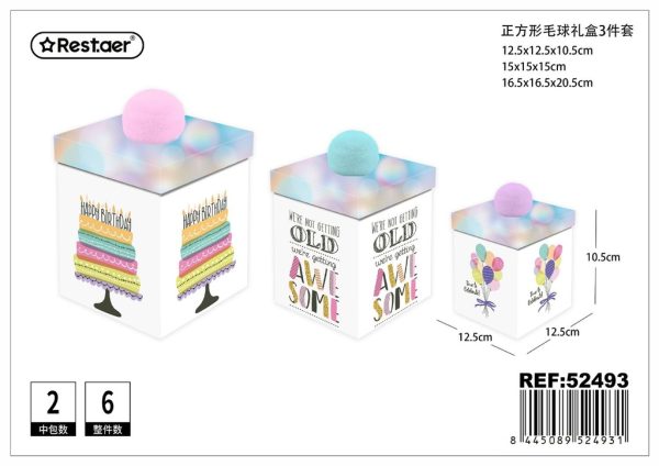 Caja de regalo cuadrada 3 piezas - Artículos de regalo - Imagen 2