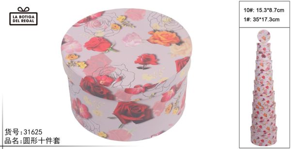 Caja de regalo de cartón redonda de 10 piezas - Accesorios para regalos