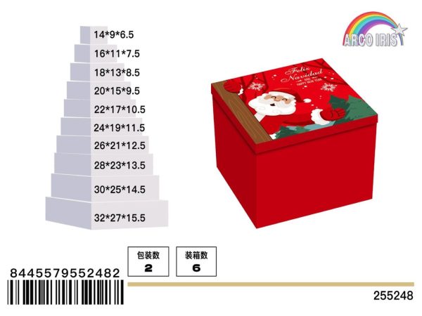 Caja de regalo navideña - Set de 10 piezas Papá Noel