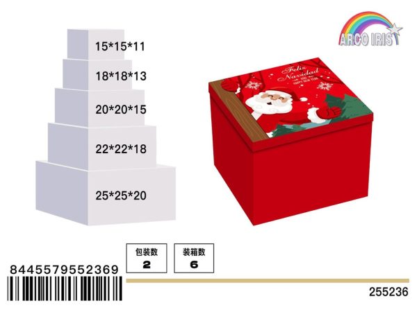 Caja de regalo navideña - Set de 5 piezas Papá Noel