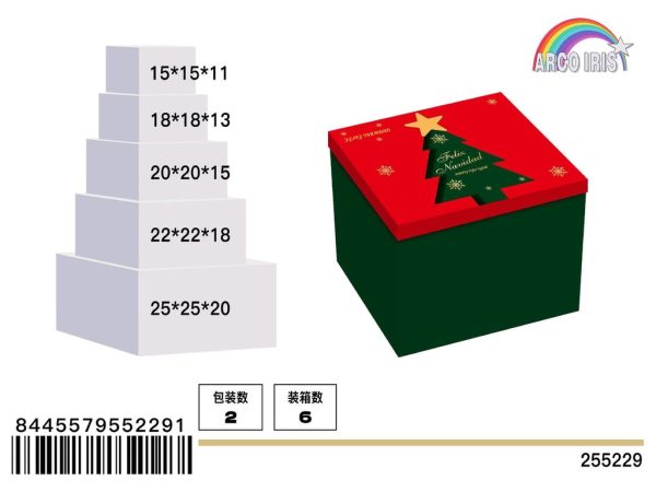 Caja de regalo navideña - Set de 5 piezas Árbol de Navidad