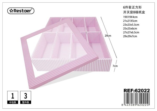Cajas cuadradas con ventanillas 6 pcs (8 departamentos) 29x29x7cm - Artículos de regalo - Imagen 6