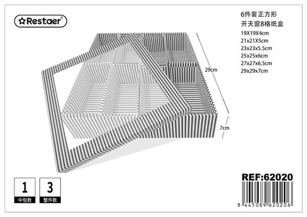 Cajas cuadradas con ventanillas 6 pcs (8 departamentos) 29x29x7cm - Artículos de regalo - Imagen 10