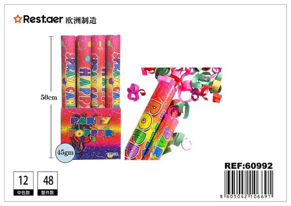 Cañón de confeti Happy 50cm - Artículos para fiestas