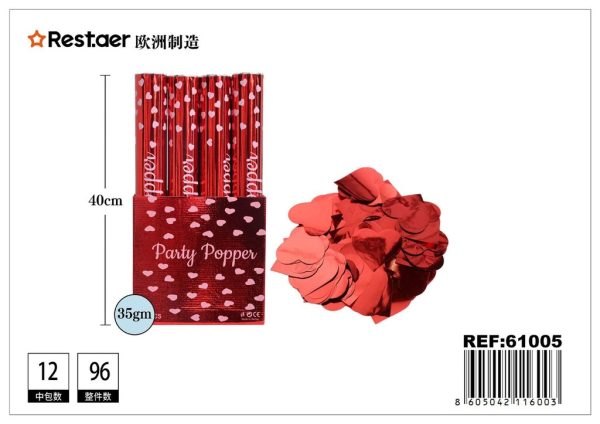 Cañón de confeti rojo láser 40cm para fiestas y celebraciones