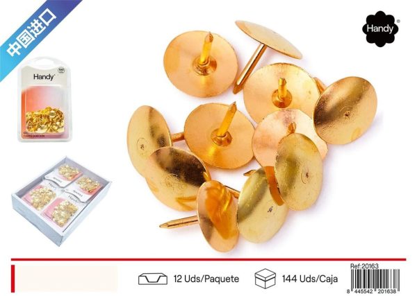 Chinchetas metálicas doradas - Material de oficina
