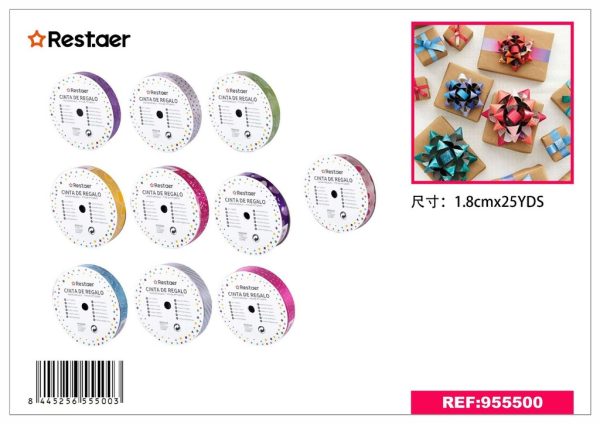 Cinta de regalo de plástico estampada 1.8 cm - Cinta decorativa
