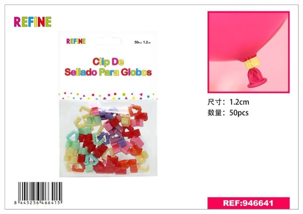 Clips para sellado de globos 50 piezas - Artículos para fiesta