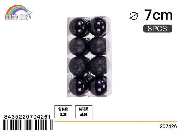 Colgante de bolas mixtas de 7 cm color negro - Decoración navideña - Imagen 2
