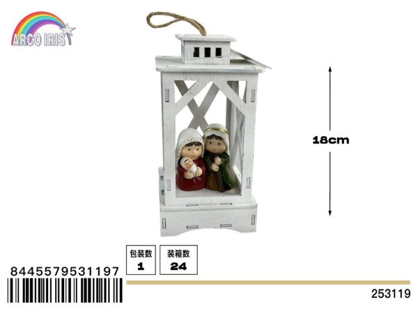 Colgante farola poliresina de belén nacimiento de niño Jesús LED - Adornos navideños con luz