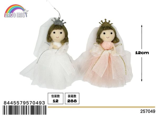 Colgante muñeca con vestido de malla y corona - Decoración navideña colgante