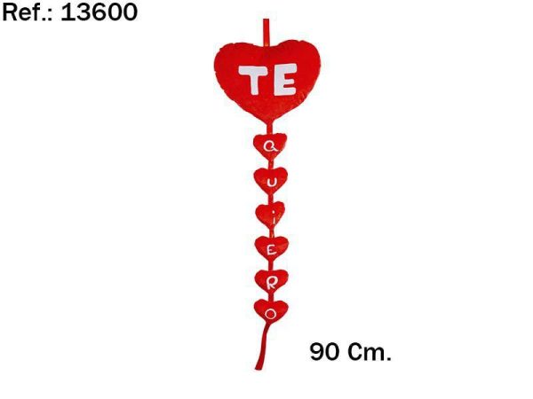 Colgantes de Corazones "Te Quiero" 90 cm - Juguetes de San Valentín