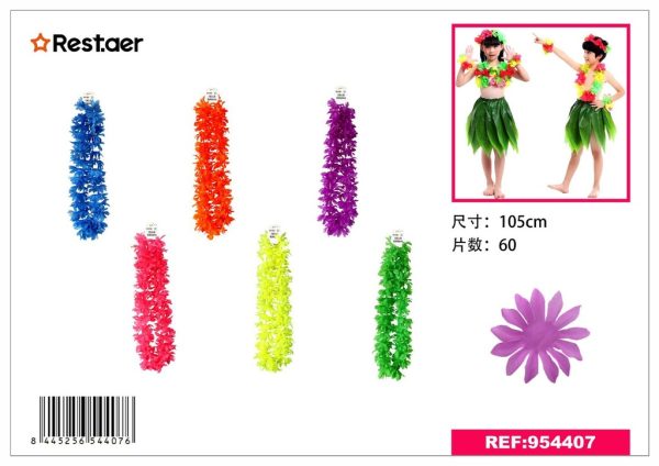 Collar hawaiano 1.05M unicolor - Artículos de fiesta y decoración