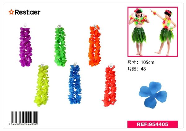 Collar hawaiano 1.05M unicolor - Artículos de fiesta y decoración - Imagen 2