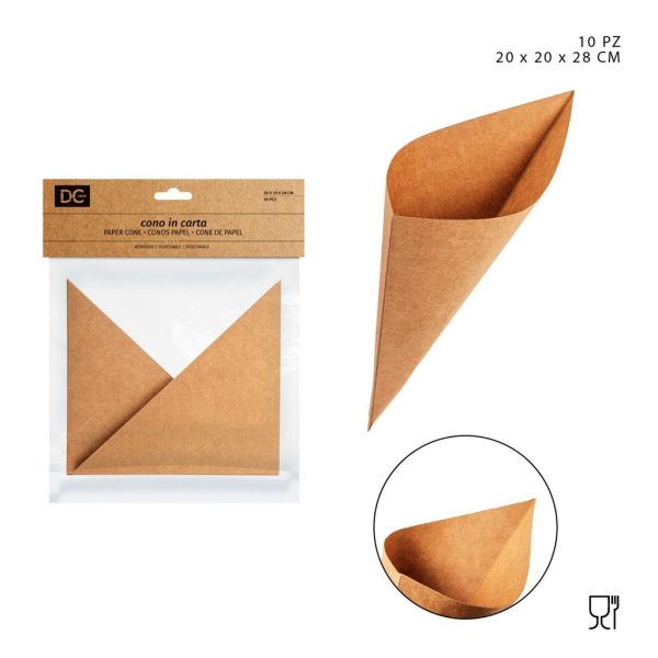 Conos de papel desechable para frituras 20x20x29 cm 10Pz - Accesorios de cocina