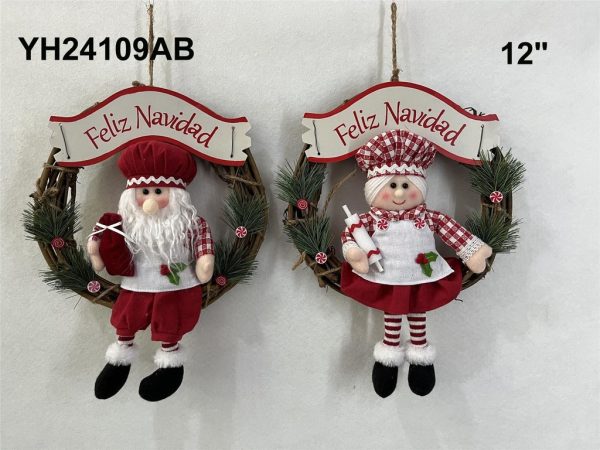Corona de Papa Noel 12'' - Adorno navideño infantil