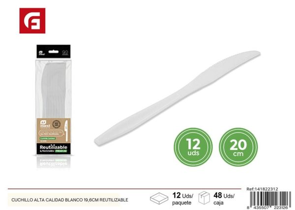 Cuchillo blanco reutilizable de alta calidad 19,6 cm - Cubiertos de cocina