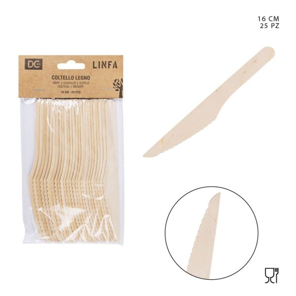 Cuchillo de madera desechable 16CM 25PZ - Accesorios de cocina
