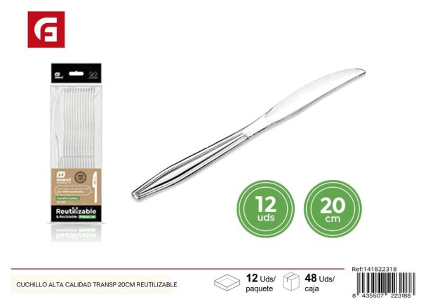 Cuchillo transparente reutilizable de alta calidad 20 cm - Cubiertos de cocina