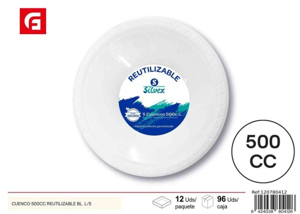 Cuenco reutilizable 500 cc - Utensilios desechables