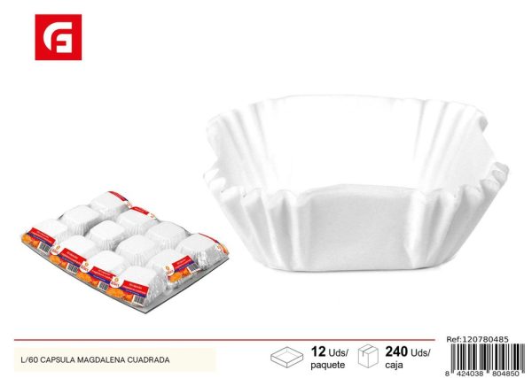 Cápsula de papel cuadrada de 60 unidades - Moldes para cupcakes