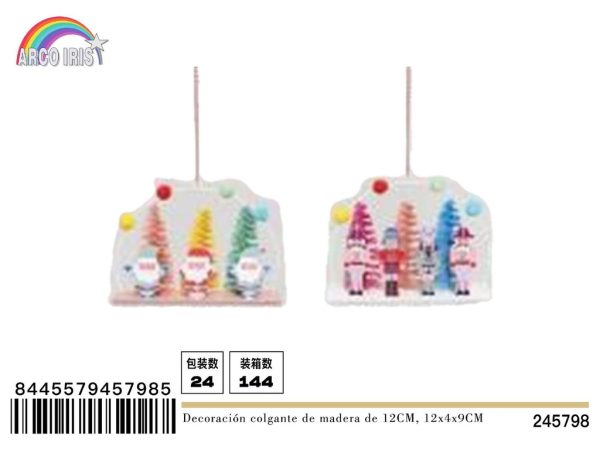 Decoración colgante de madera 12 cm - Adorno navideño