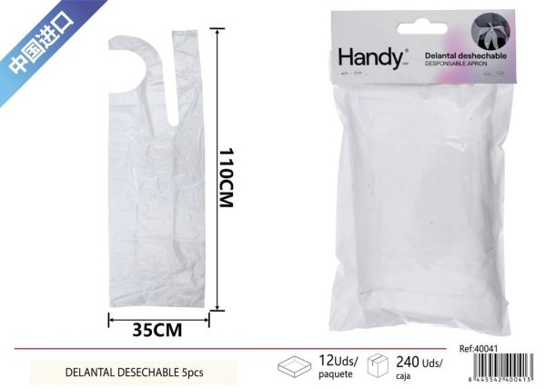 Delantal desechable transparente 5 piezas - Desechables y protección